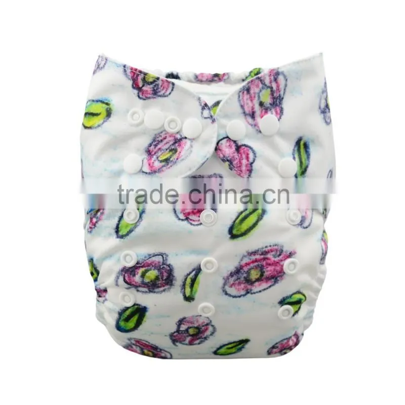 Alva Crayon Style Flowers Baby Diapers Cloth Diaper Factory in China