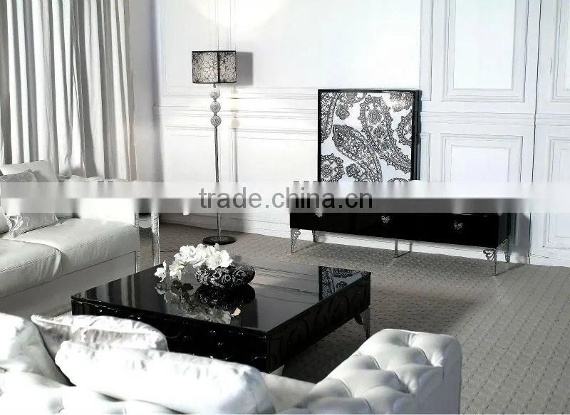 New-classical balck high glossy lacquer square coffee table (LS-848A & B)