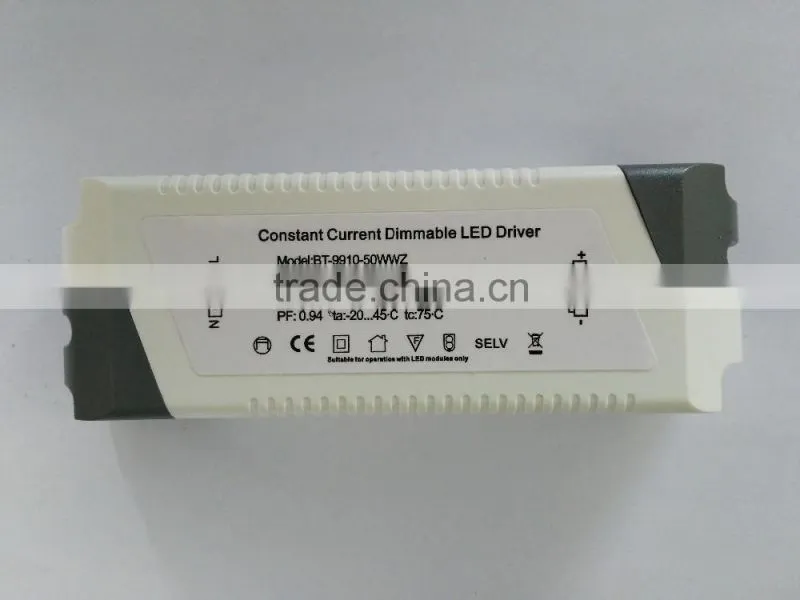 triac dimmable led driver high effeciency 50w 1200ma led power supply CE and RoHs approved