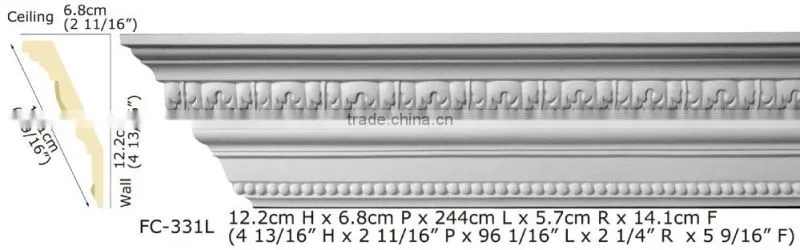 2015 High Quality Good price beautiful luxury Decorative pu Carving Cornice Mouldings