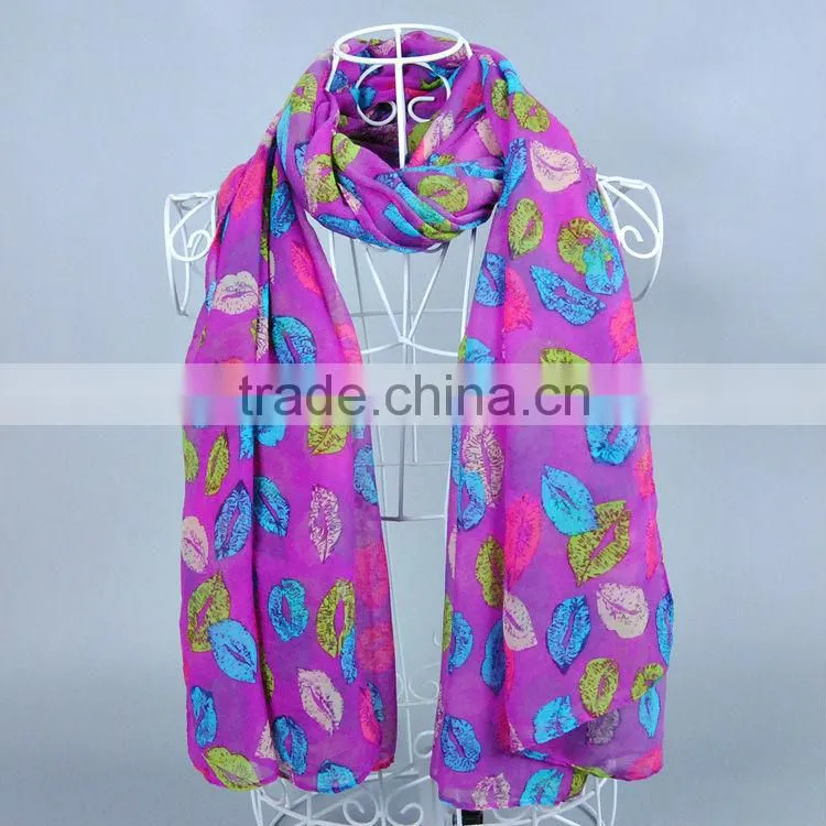 LIP Multicolor 100% Viscose Women Scarf Voile Scarves 180*90 Pashmina Muslim