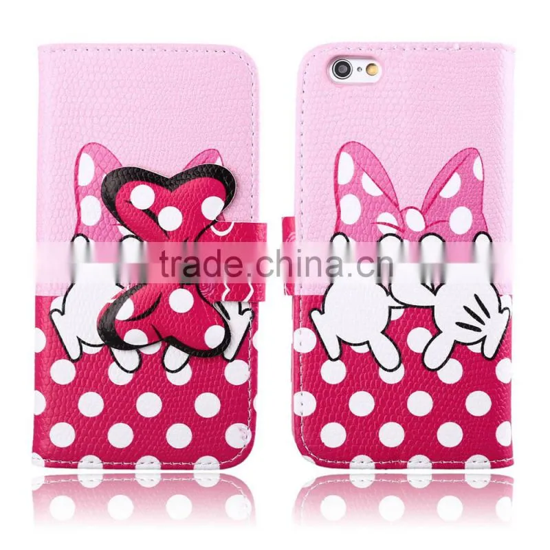Patent Design Bowknot Button Wallet Leather Case For iPhone 5/5s