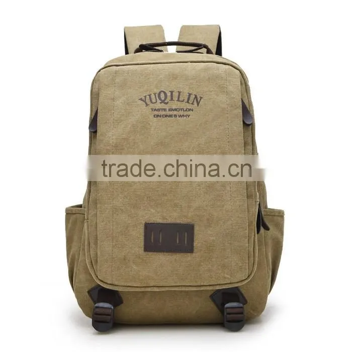 China wholesale vintage canvas backpack school bags for teenagers boys
