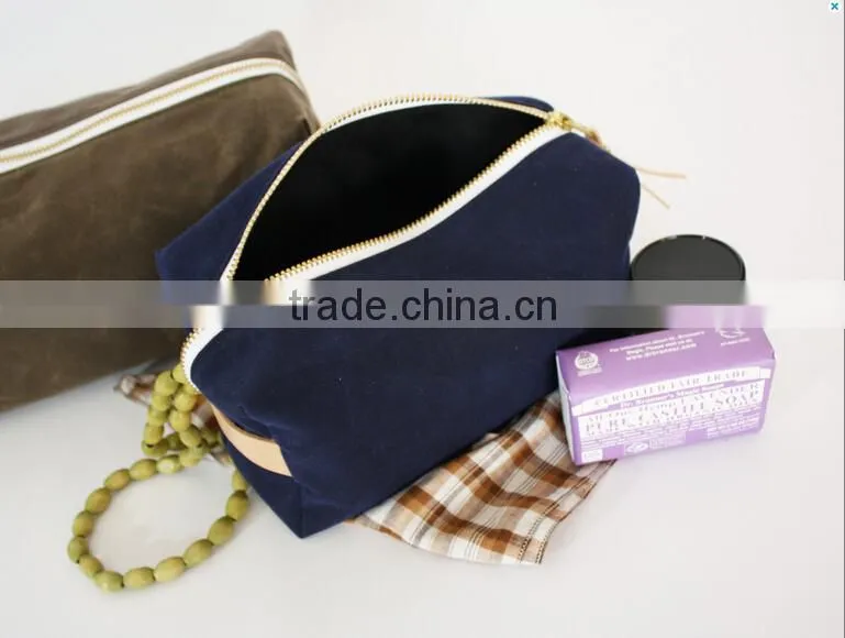 personalized and high quality waxed canvas cosmetic bag, cosmetic pouches , cosmetic and toiletry storage bags