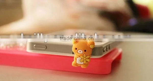2013 the most cute 3D mini cartoon design silicone earphone dust plug