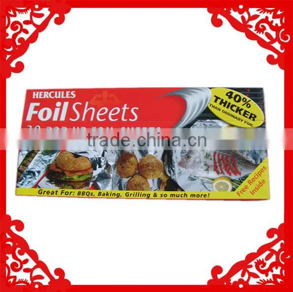 Household and kitchen useing pop-up sheets 10 micron aluminum foil
