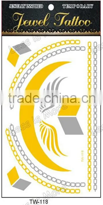 Body Jewelry Inspired Flash Foil Metallic Temporary Tattoo