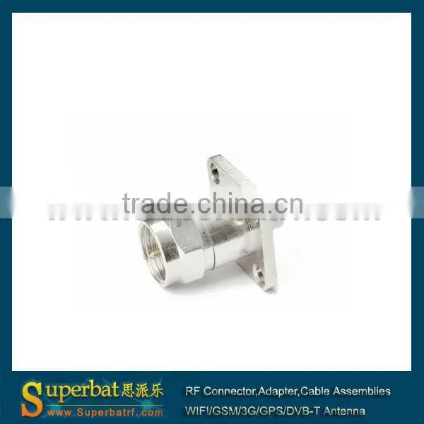 f connector cable 4 Hole Panel Mount Plug with extended dielectric&solder post
