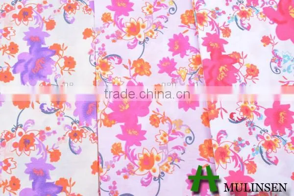 2016 Mulinsen new arrival shirt fabric, woven printed cotton polyester dress fabric