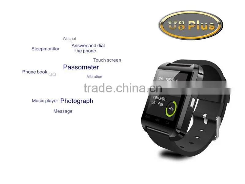 u8 Bluetooth Smartphone WristWatch U8 plus U Watch for iPhone Samsung S4/Note2/Note3 Android Phone ,ISO System