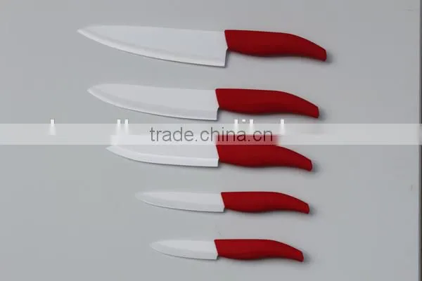 4pcs Ceramic Kitchen knives set in transparent plastic stand with nice gift box packing