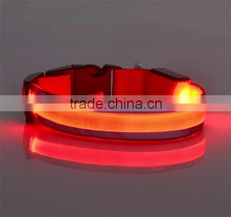 Lighted up LED Collar Striped Mesh Nylon Collar