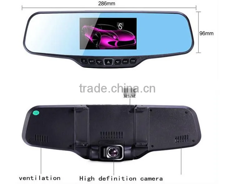3 in 1 4.3 inch LCD Screen Car Rear View Backup Mirror Monitor + car dvr recorder + wifi Wireless Reverse IR parking Camera Kit