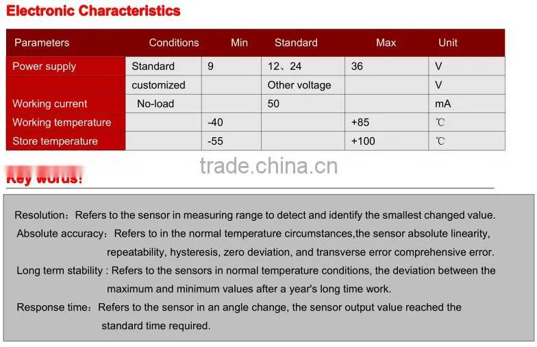 Best Price Accuracy Tilt Angle Sensor With Full Temperature Compensation