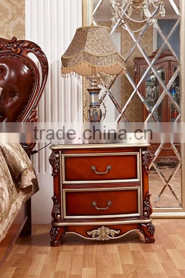 Yumian luxury royal European style oak solid wood bedroom furniture set Bed Bedside table Wardrobe Dressing table Commode