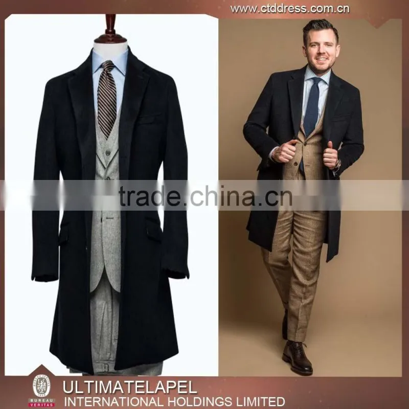 Fashion Style Black Custom Made Long Uniform Overcoat