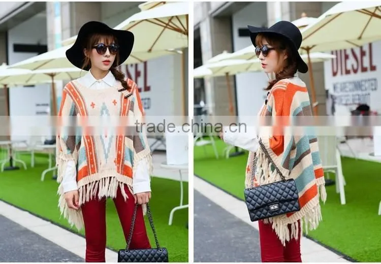 2016 hight quality poncho women knit sweater wholesale
