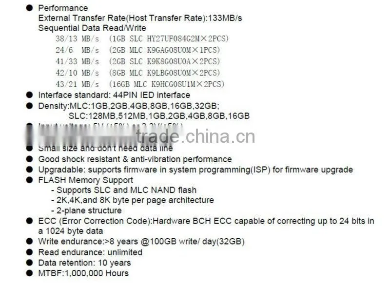 44pin horizontal IDE flash module