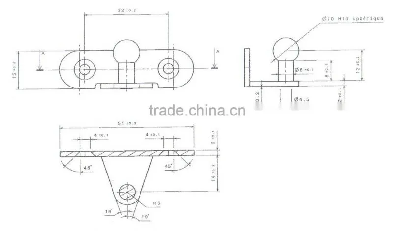 10mm Ball Stud Gas Strut Offset Angle Mounting Bracket,motor mounting bracket,car brackets