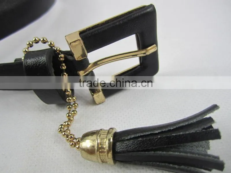 cheap price black skinny funny PU leather belt for girl