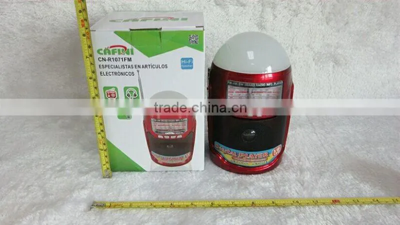 Portable mini am fm portable radio with mp3 player, speaker and LED light