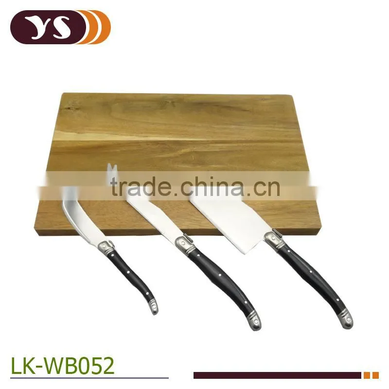 rectangle acacia board and 3pcs cheese knife set