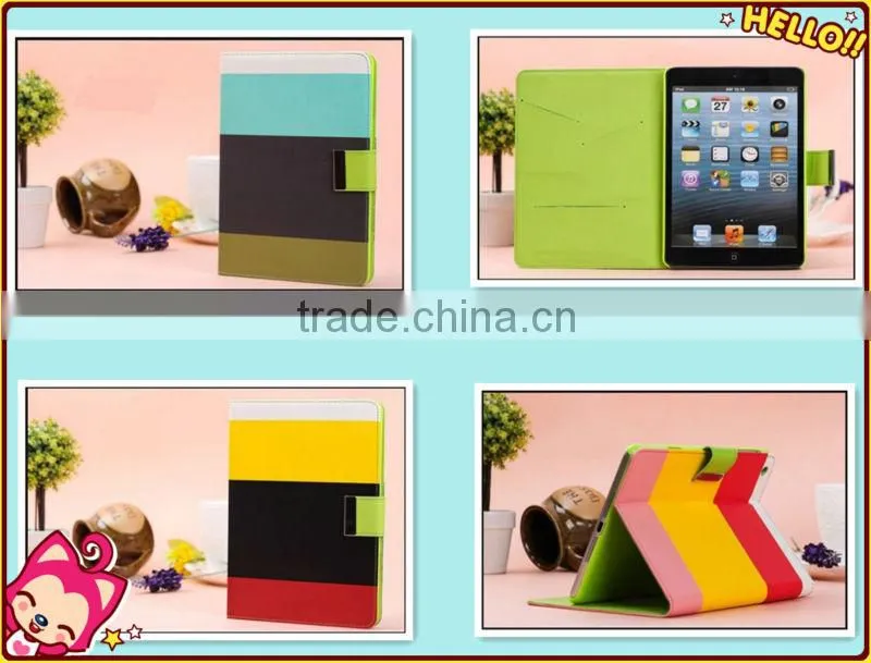 The new arrival products three colors wallet case for apple ipad mini case