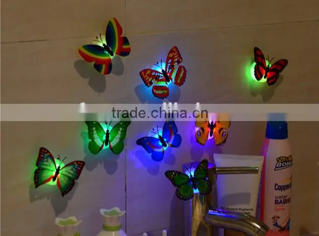 3D wall paper stick on baby night light best decoration bedroom butterfly shape