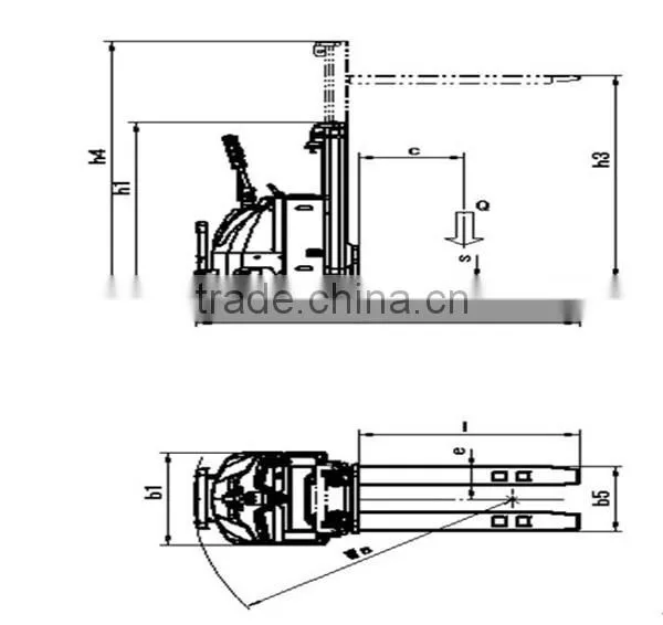1Ton * 1600mm 24V210AH Battery Stacker