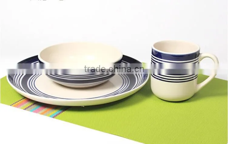 Hot sale cheap porcelain dinnerware set with black line