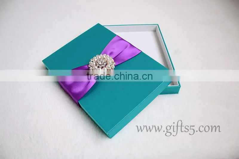 Elegant navy blue wedding invitation boxes