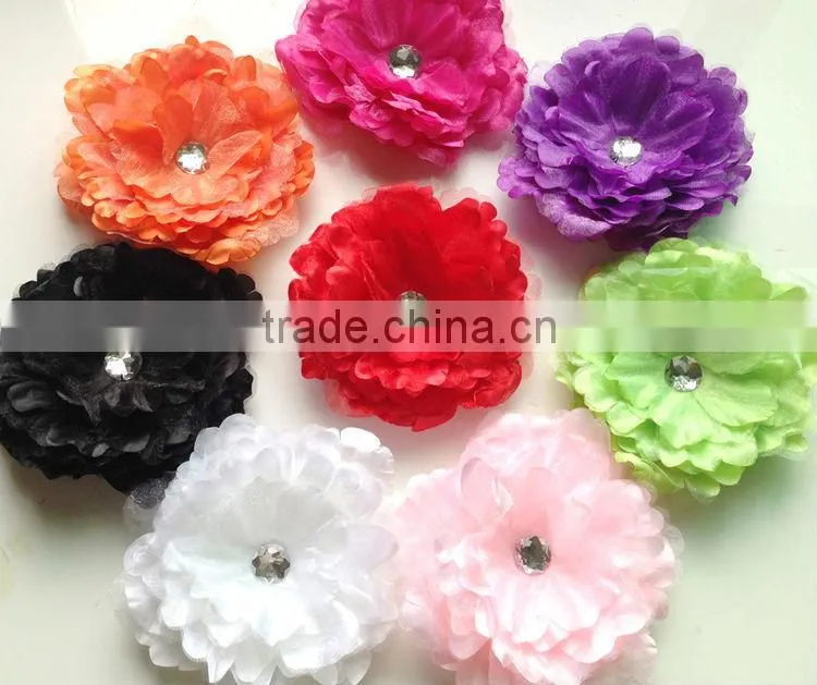 2014 Top Quality Bridal Hair Flower Artificial Elegant Gauze Peony Hair Flower Clip