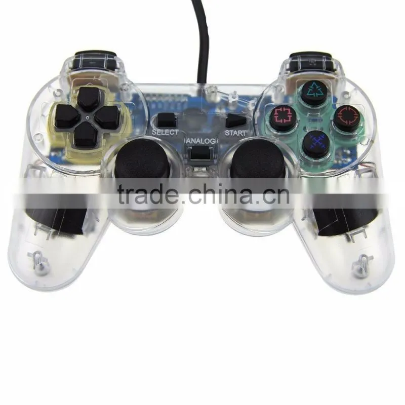 New CLEAR for PS2 Shock Controller (for Sony Play Station 2) Dual Vibration Gamepad for PS2