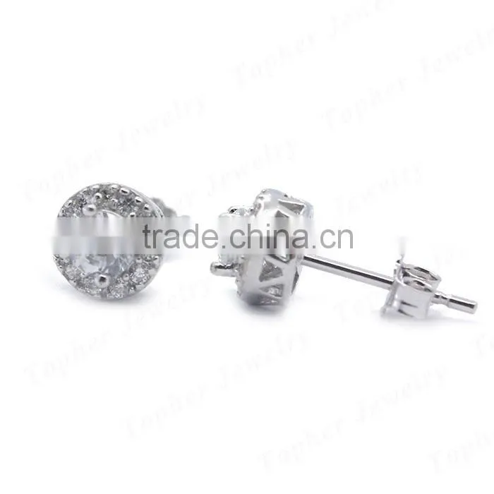 Wholesale zircon 925 pure silver jewelry stud earrings