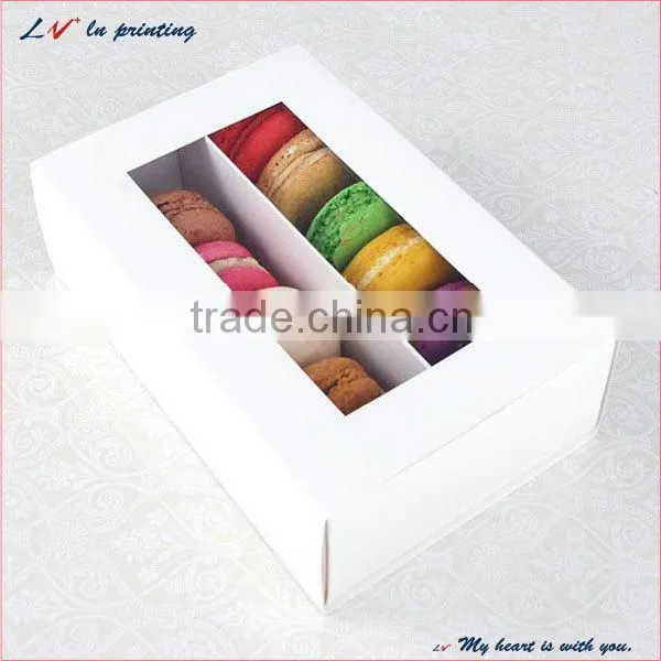 customized printed macaron box/ china made high quality macarons packaging box with pvc/ drawer macaron boxes wholesale