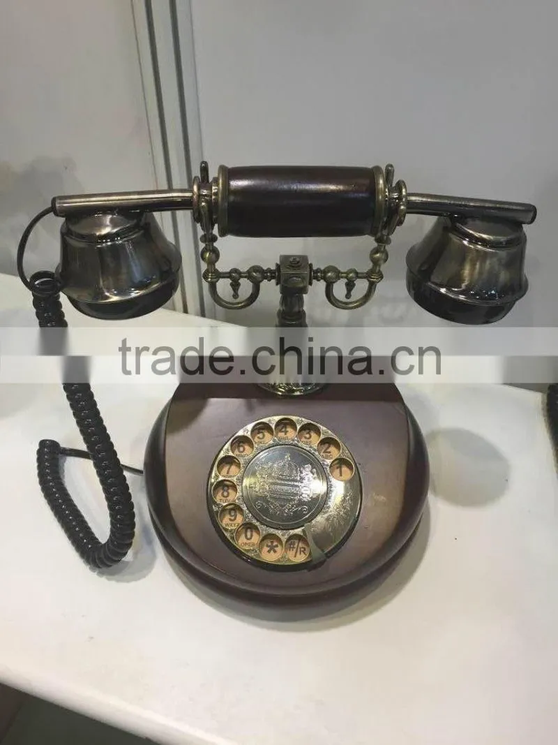 2016 hot selling Antique wood Retro Rotary dial telephone