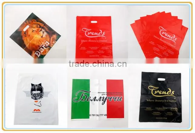 Recycled printed plastic shopping trifold handle bag