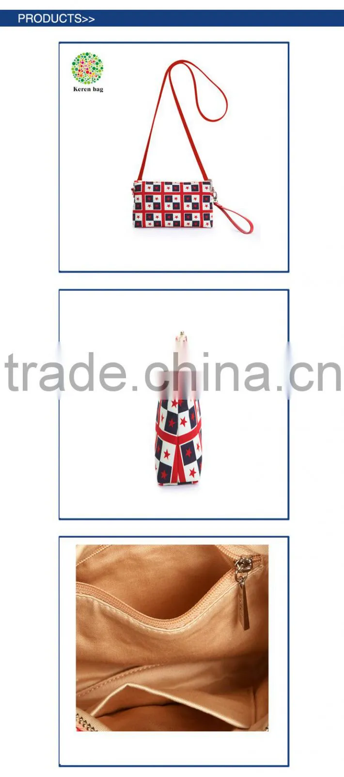 England Grid Custom Fashion Canvas Clutch Shoulder Bag Print Cosmetic Bag