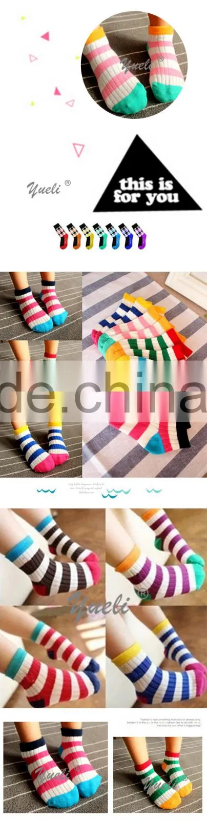 Chinese made kids fancy colorful striped socks baby socks wholesale