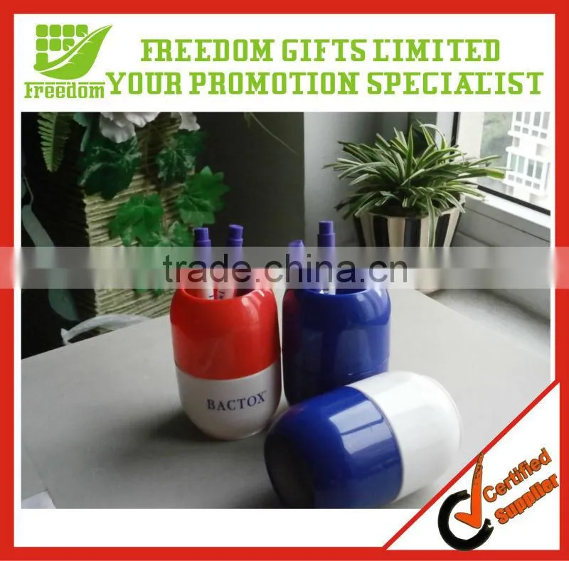 Custom Pill Shaped Plastic Pen Holder