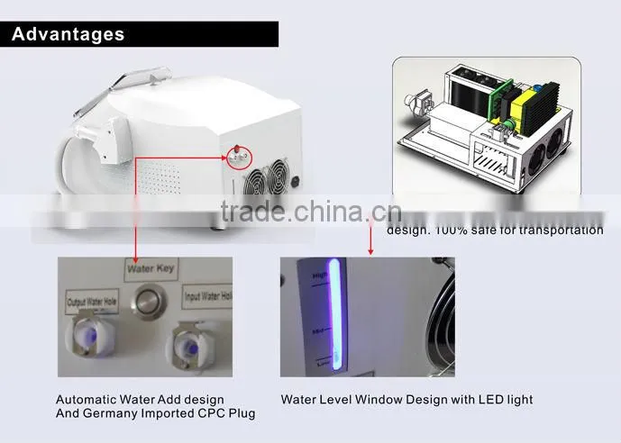 Portable 808nm diode laser permanent hair removal/epilation/depilation machine