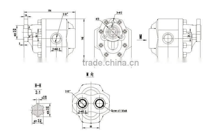 Cast Iron PTO Gear pump UNI 3 Holes for tip truck