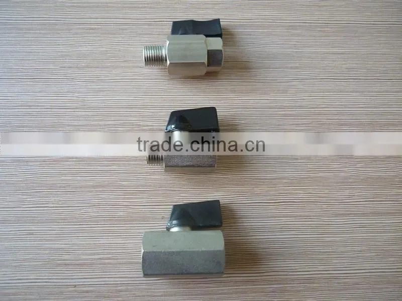 brass mini ball valve with size of 1/4" 3/8"1/2" ,female and male thread ,brass body with nipple or chrome planted ,