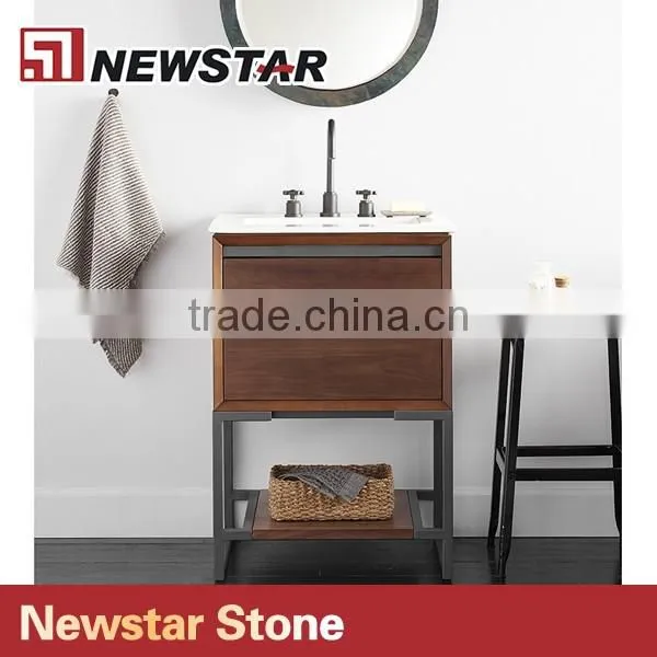 36 inch industrial single wooden base with cararra white top