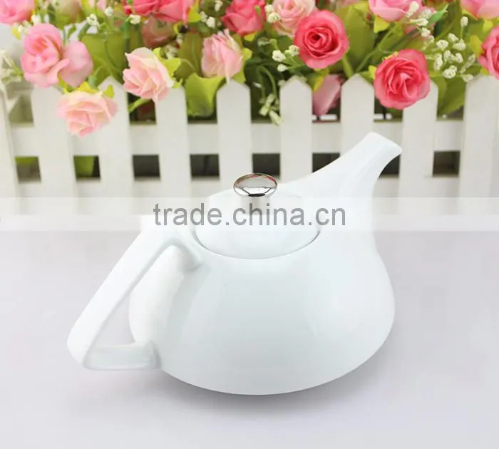bulk supply wholesale cheap custom logo Euro style white porcelain tea pot, cheap ceramic teapot