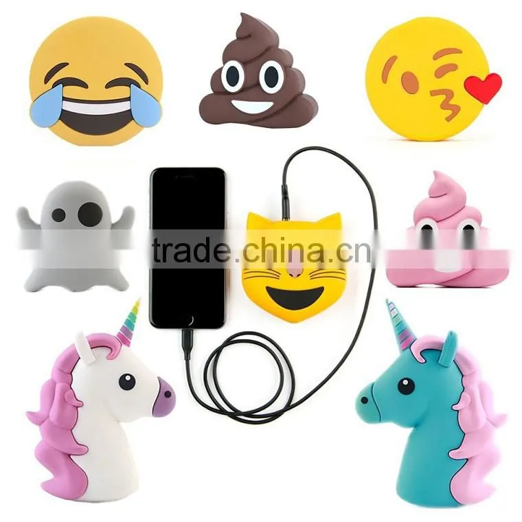 2016 Emoji unicorn Emotion Power Bank Emotion Power Bank External Battery Unicorn Funny Cry Tear Kiss Poop