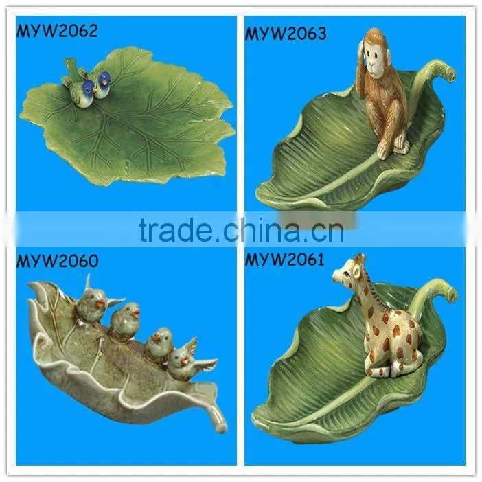 areca leaf design wedding ring holder or candy dish porcelain ceramic leaf shaped dish