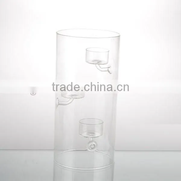 2-tier 2016newset top grade clear series tall glass straight barrel hurricane candle holder