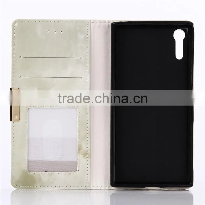 Noble design high quality marble PU card bumper/pocket cell phone case for Sony