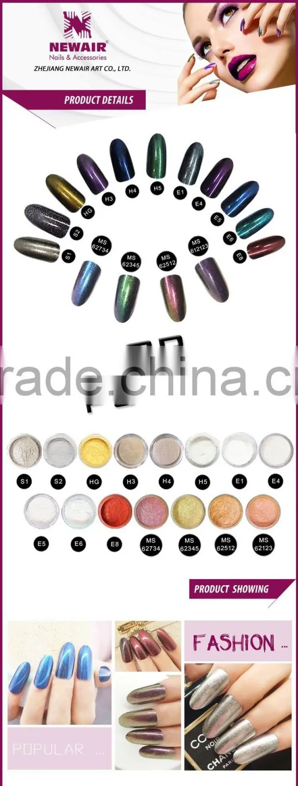 Rainbow chrome mirror effect pigment powder beauty nail mirror powder fashion chrome mirror powder